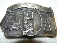 American Construction Worker belt buckle-1983 Lim. Ed.-Arroyo Grande Buckle Co.