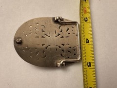 90s Silver tone Oval Cross Belt Buckle Gothic Western Solid Metal 1.5inch Buckle