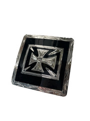 Western Mens Belt Buckle 3.25 x 3 in Southern Cross Cowboy Black Silver 1.5