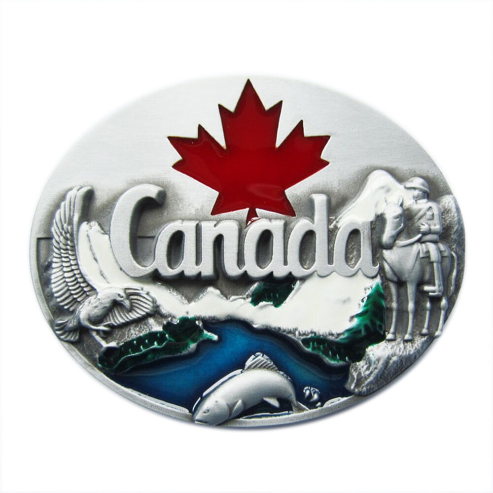 Canada Flag Canadian Maple Leaf Wildlife Metal Fashion Belt Buckle