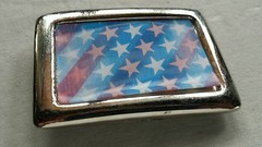 RED WHITE & BLUE STARS & STRIPES HOLOGRAPHIC AMERICAN FLAG PATRIOTIC BELT BUCKLE