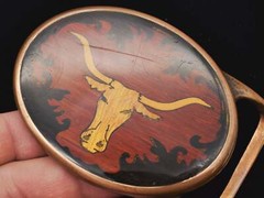 Von West Tech Ether Guild Blank Longhorn Bull Steer 1970s Vintage Belt Buckle