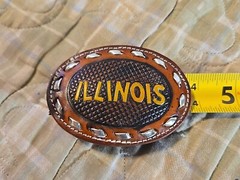 ILLINOIS Brown Leather Belt Buckle