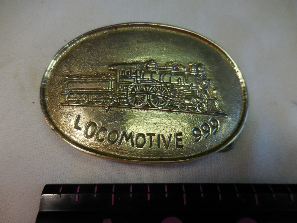 Locomotive 999 Solid Brass Belt Buckle Railroad Engine Train