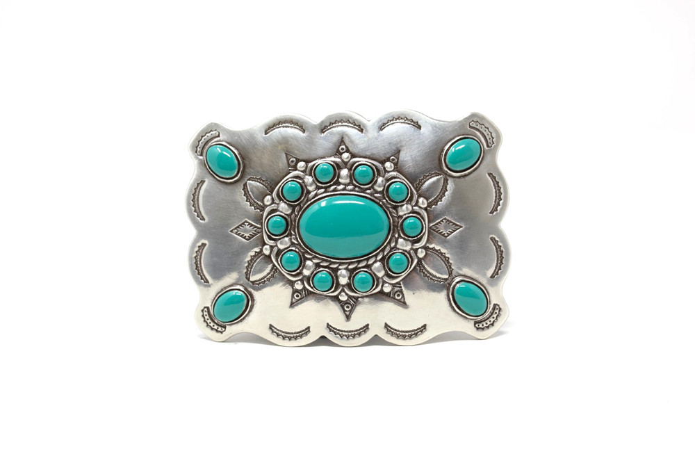 Turquoise Bead Western Belt Buckle, (1.5 ») Removable Western Buckle