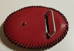 Leather Oval Soldiers Stamped Belt Buckle