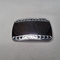 Silver Tone Rectangular Tie Bar Clip Mens Engraved Geometric Pattern Size Shown