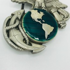 Vintage US Marines CorpBelt Buckle Semper Fidelis Pewter Metal 1995 Globe Anchor
