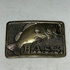 Vintage BASS Belt Buckle Brass Anglers Sportsman Society Member