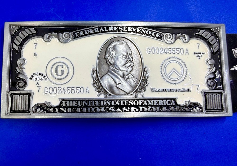 $1,000 US Dollar Federal Reserve Note The United States of America Belt Buckle
