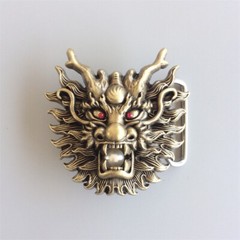 Vintage Bronze Plated Rhinestone Imitate Plastic Peal Dragon Belt Buckle
