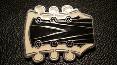 Enamel Black & White Vintage Guitar Head Belt Buckle.
