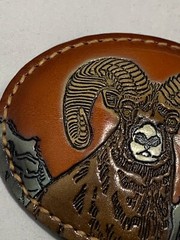 Torel Leather Ram Mountain Goat Belt Buckle Oblong