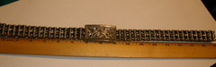 Vintage Motorcycle Chain Belt With Etched Buckle 34&Prime; end to end including buckle
