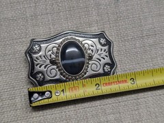 vintage USA made AGATE rock inlay WESTERN belt buckle ENGRAVED gemstone