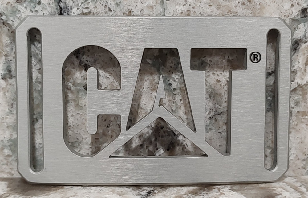 GRIP6 BELT BUCKLE – CAT / CATERPILLAR EQUIPMENT – GRANITE SILVER – 1.5 INCH WIDE