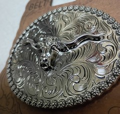 Western Rodeo, Bull Riding with 3-D Bull or Steer metal belt Buckle, New! #6
