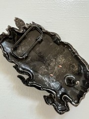 3D Flaming Skull Guitar Heavy METAL Biker Silver-tone Belt Buckle Rock & Roll