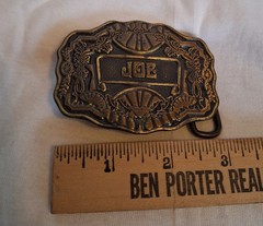 Vintage Oden Inc Personalized Solid Brass Belt Buckle Says « JOE »