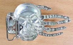 Skull and Skeletal Hand Belt Buckle