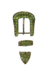B.B. Simon Full Crystal Belt Buckle Swarovski Peridot & Olivine Color Crystals