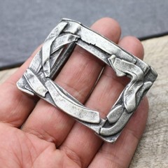 Antique Silver Rectangle Belt Buckle, Handmade Buckle For Snap Belts