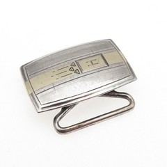 HICKOK 925 Sterling Silver 10K Gold Inlay Vintage Letter H Initial Belt Buckle