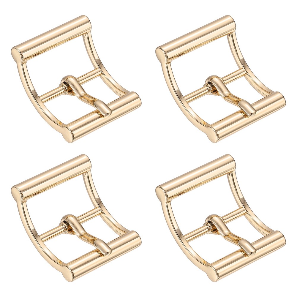 4Pcs Single Prong Belt Buckle 1&Prime; ID Curved Bow Buckle for Shoes, Light Gold