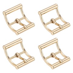 4Pcs Single Prong Belt Buckle 1&Prime; ID Curved Bow Buckle for Shoes, Light Gold
