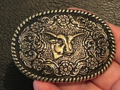 Bad ass bull belt buckle, new condition, embossed bull head