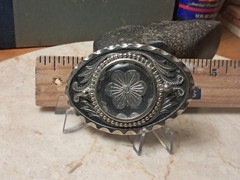 Vintage Western Wyoming Belt Buckle Floral Design Black and Gold