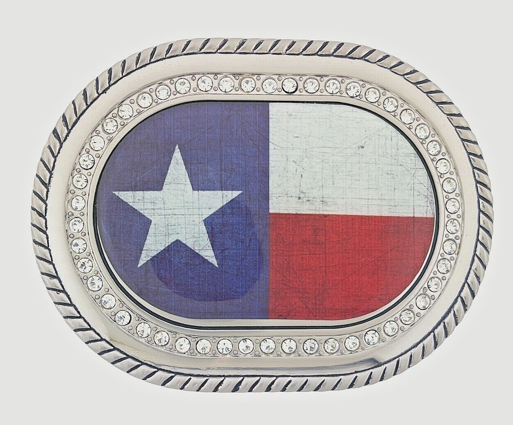 State of Texas USA Flag Belt Buckle Western Rodeo Men Iced Style Silver Cowboy