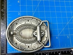 Southwestern Tribal Pattern Blue Red Enamel Colored Belt Buckle in New Condition