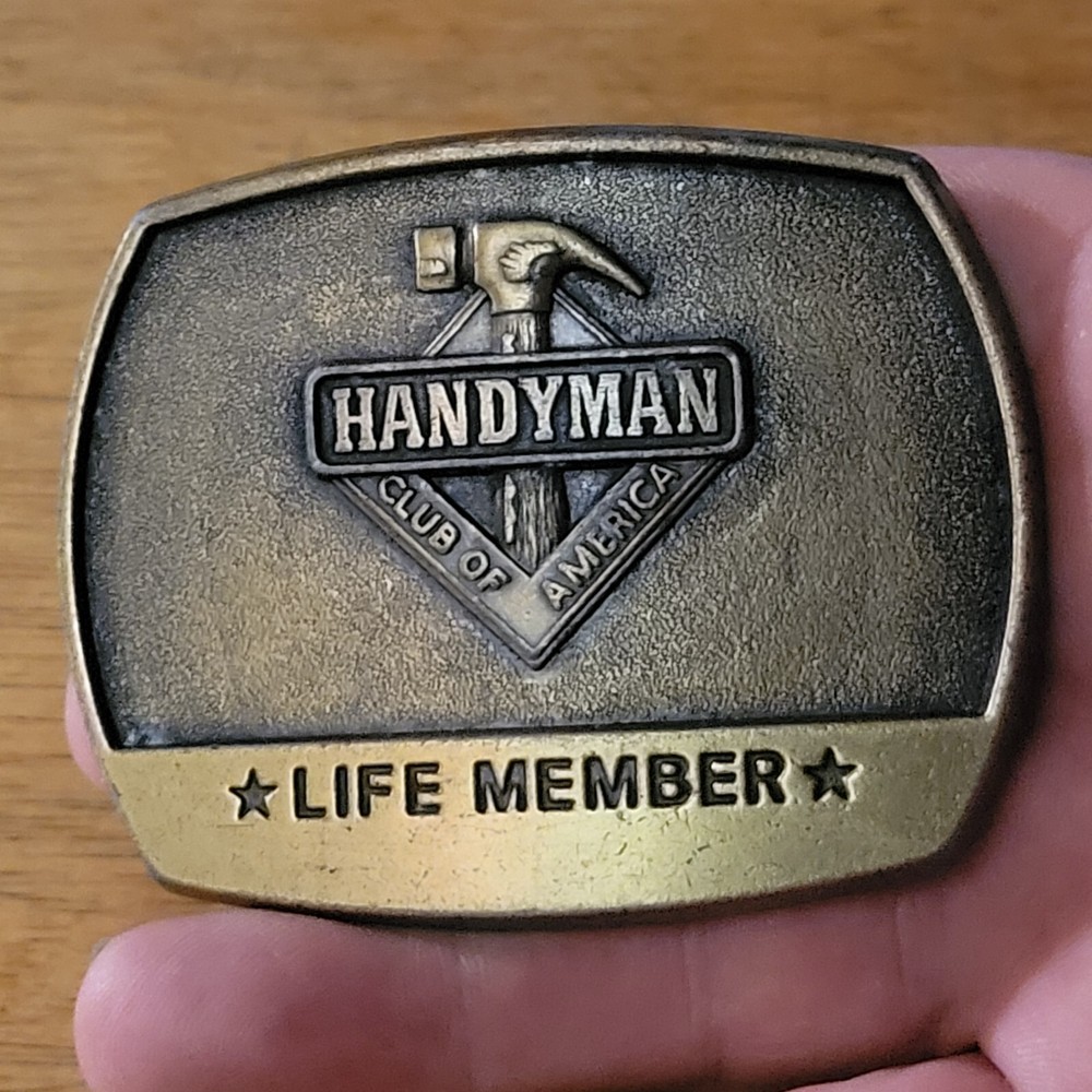 Belt Buckle Cast Brass Handyman Club of America Life Member 1996
