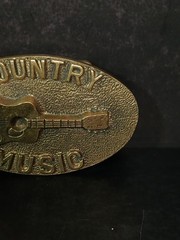 Solid Brass Country Music Guitar Belt Buckle