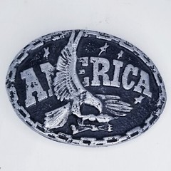 America Belt Buckle Bald Eagle Metal Gray Patriotic Western 3 1/2&Prime; X 2 1/2&Prime;