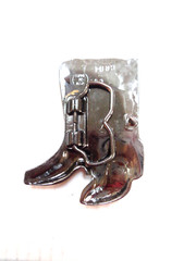 MENS BELT BUCKLE COWBOY BOOTS DESIGN SILVER TONE SIZE 3.5 X 3 MADE IN USA