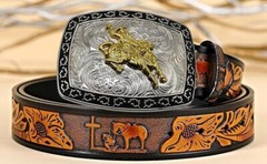 Bull Rider Western Rodeo Silver Black Shine Design Fashion Cowboy Belt Buckle