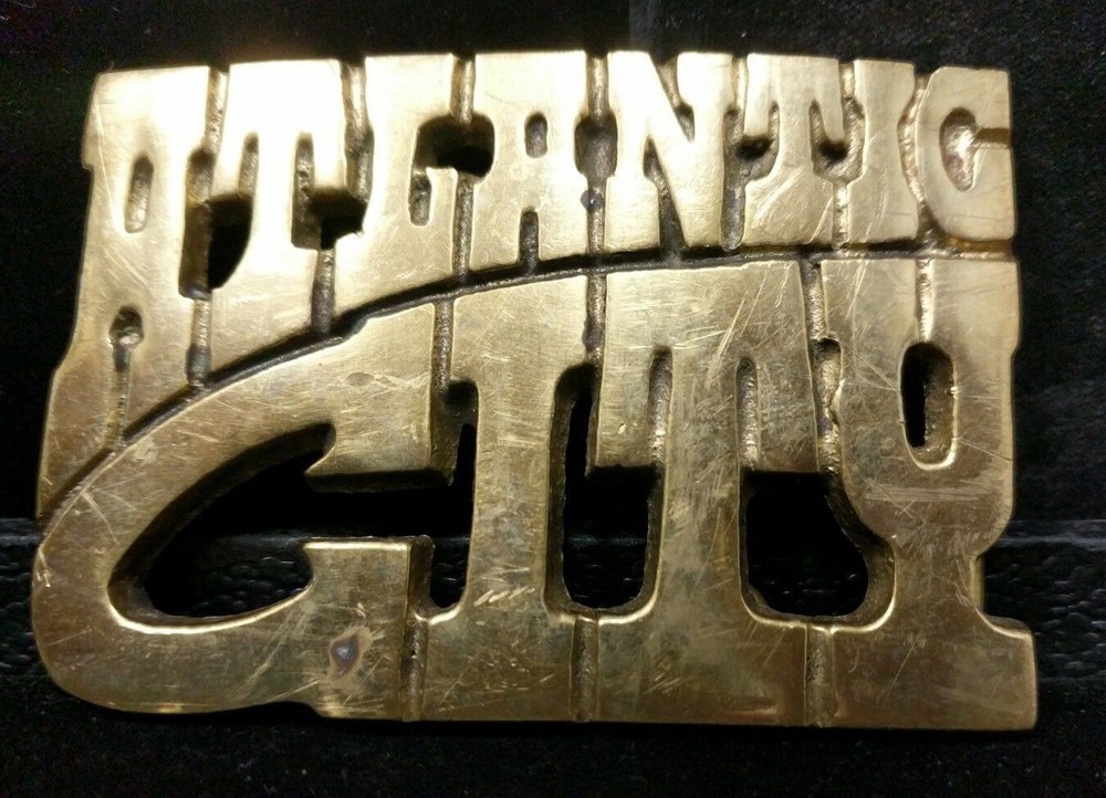 Fun Statement Piece Vintage Belt Buckle Solid Brass Atlantic City Resort Casino