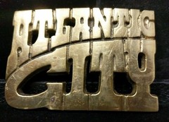 Fun Statement Piece Vintage Belt Buckle Solid Brass Atlantic City Resort Casino
