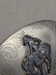 vintage 1970s buckle belt GERMAN SILVER handcrafted COWBOY rodeo WESTERN horse