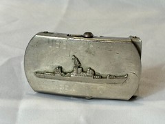 VTG Naval USS Trippe FF-1075 Belt Buckle Military Style Knox Class Frigate Japan