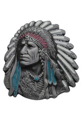 NEW Men Silver Metal Western Belt Buckle Cowboy Native American Indian Headdress