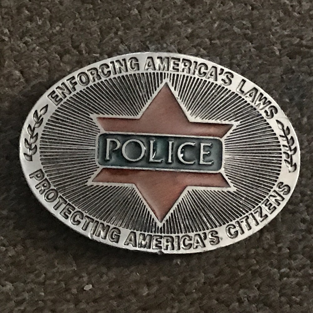 Vintage Six Point Police Badge Star Belt Buckle Law Enforcement Sheriff