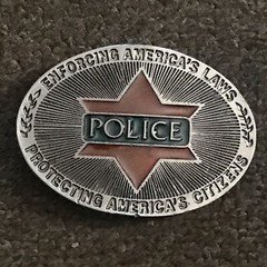 Vintage Six Point Police Badge Star Belt Buckle Law Enforcement Sheriff