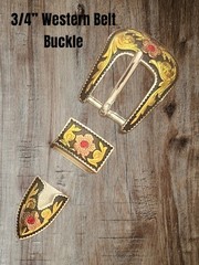 Tandy Leather Western 3/4” Two Tone Belt Buckle W-Crystals