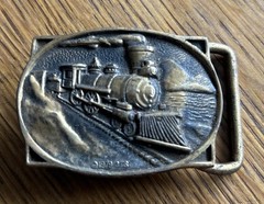 1979 Vintage BTS Solid Brass Steam Engine Locomotive Train Belt Buckle USA Made