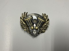 Pewter Belt Buckle V-Twin Power American Pride Motorcycle Biker Flag Eagle Wings