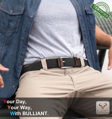 BULLIANT Belt for Men 36&Prime;-40&Prime;Waist Adjustable, 2pack-black/Deep Brown1354