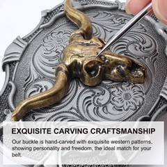LALATCH Western Cowboy Belt Buckle for Men Vintage Medium, Bronze Bull